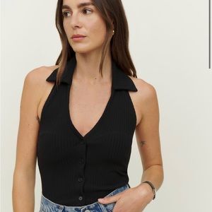 Reformation Bryleigh KNIT TOP - halter button vest, New with tags